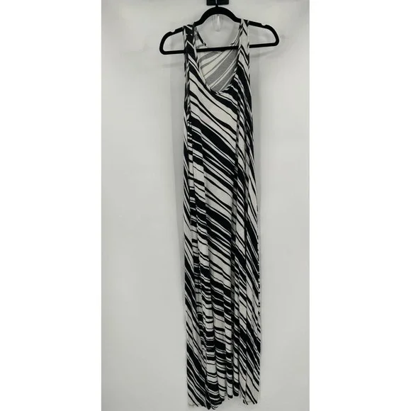VeVeret Womens Striped Sleeveless Maxi Dress Size L Black & White - Picture 1 of 8